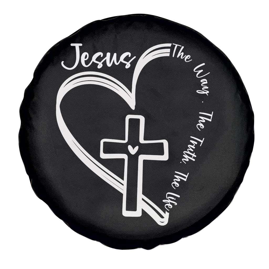 Jesus The Way The Truth The Life Spare Tire Cover Christian Cross With Heart - Wonder Print Shop