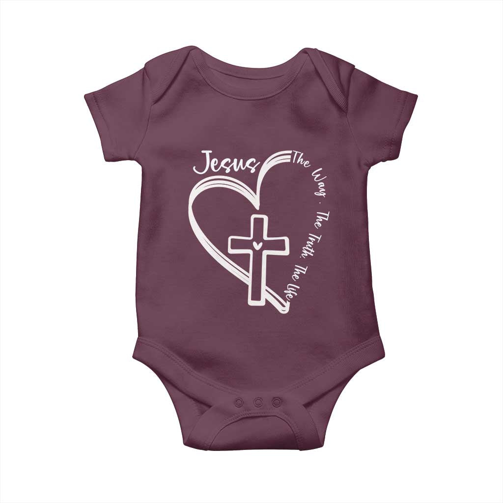 Jesus The Way The Truth The Life Baby Onesie Christian Cross With Heart - Wonder Print Shop