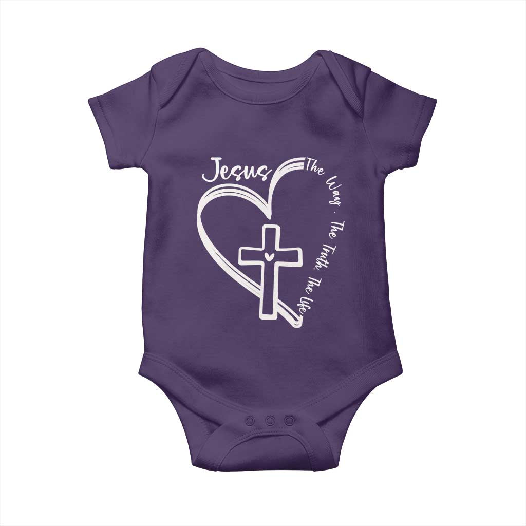 Jesus The Way The Truth The Life Baby Onesie Christian Cross With Heart - Wonder Print Shop