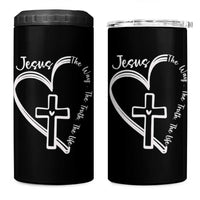 Jesus The Way The Truth The Life 4 in 1 Can Cooler Tumbler Christian Cross With Heart - Wonder Print Shop