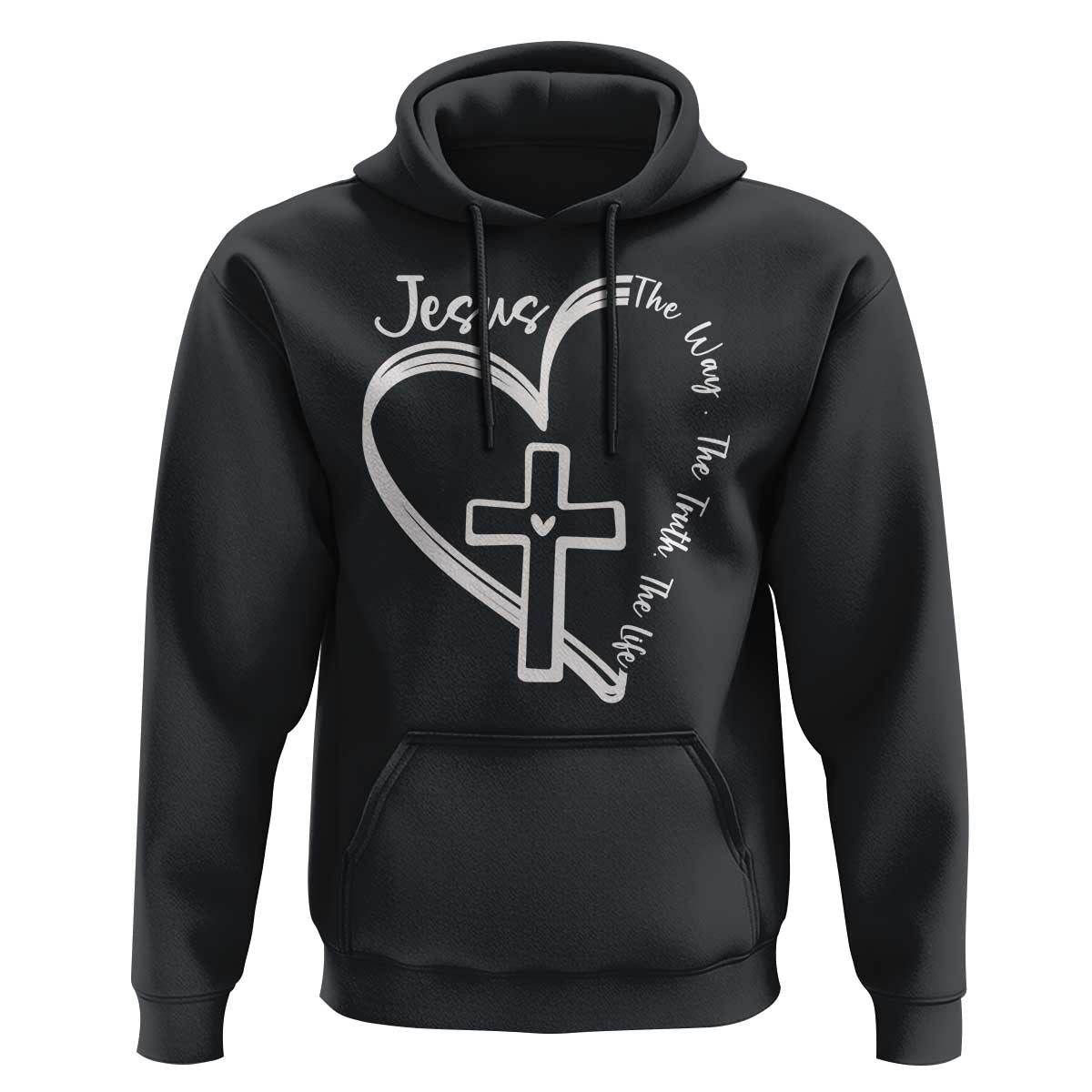Jesus The Way The Truth The Life Hoodie Christian Cross With Heart - Wonder Print Shop