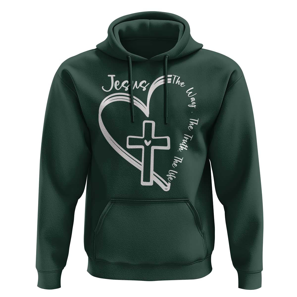 Jesus The Way The Truth The Life Hoodie Christian Cross With Heart - Wonder Print Shop