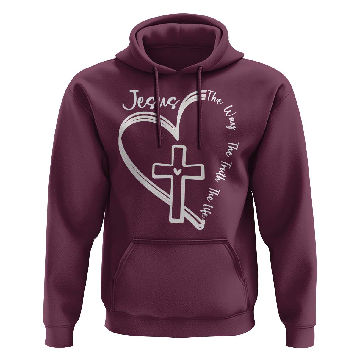 Jesus The Way The Truth The Life Hoodie Christian Cross With Heart - Wonder Print Shop