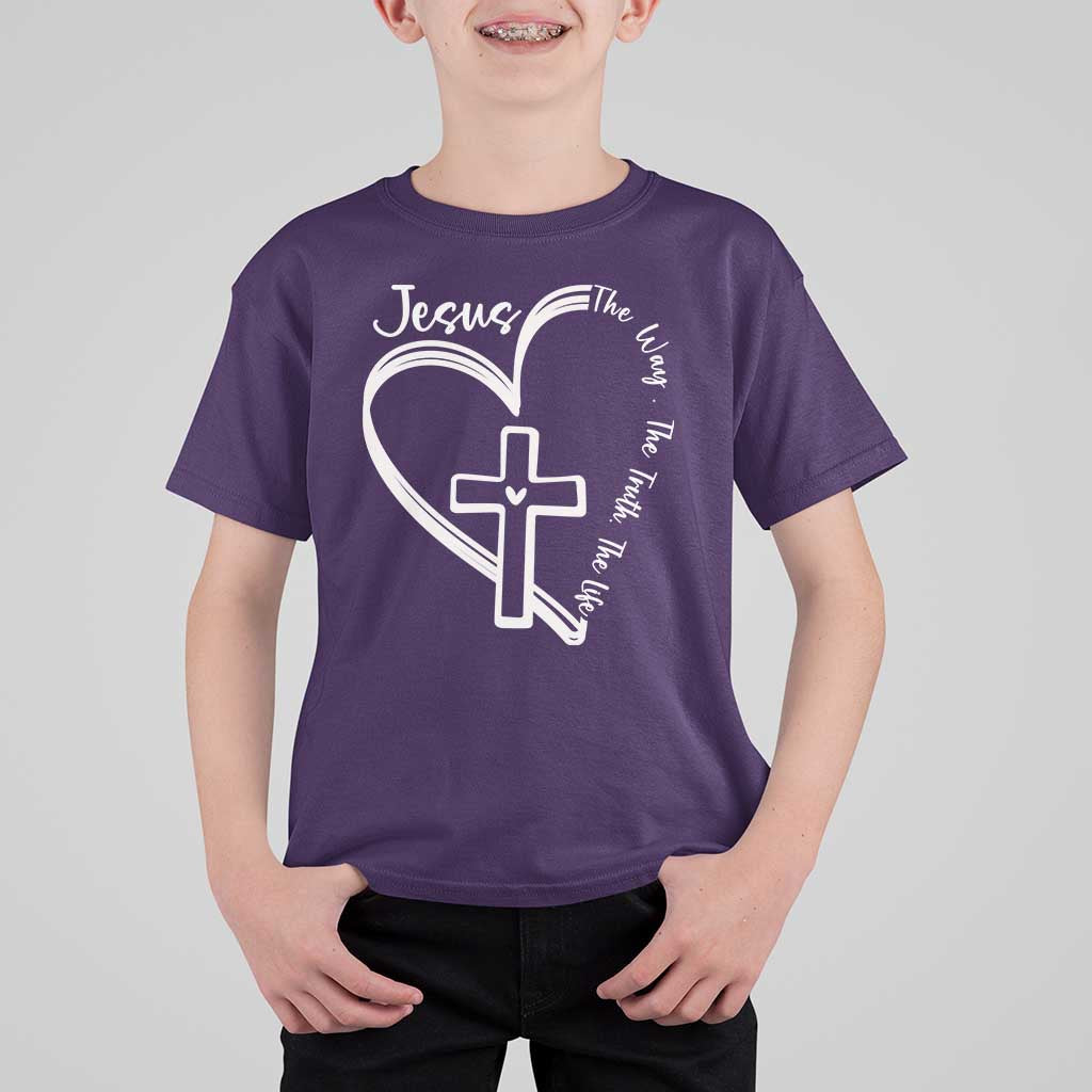 Jesus The Way The Truth The Life T Shirt For Kid Christian Cross With Heart - Wonder Print Shop