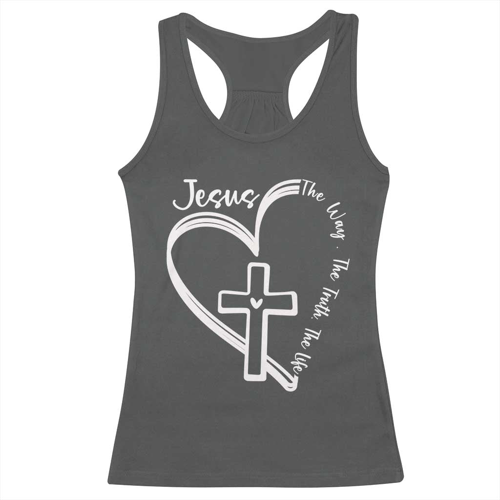 Jesus The Way The Truth The Life Racerback Tank Top Christian Cross With Heart - Wonder Print Shop