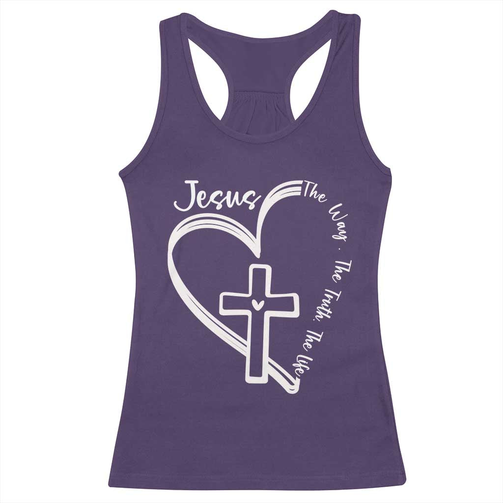 Jesus The Way The Truth The Life Racerback Tank Top Christian Cross With Heart - Wonder Print Shop