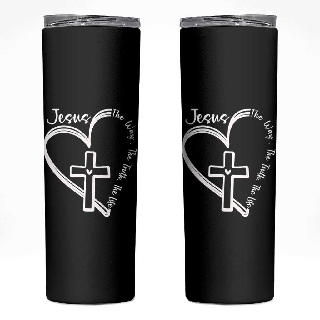 Jesus The Way The Truth The Life Skinny Tumbler Christian Cross With Heart - Wonder Print Shop