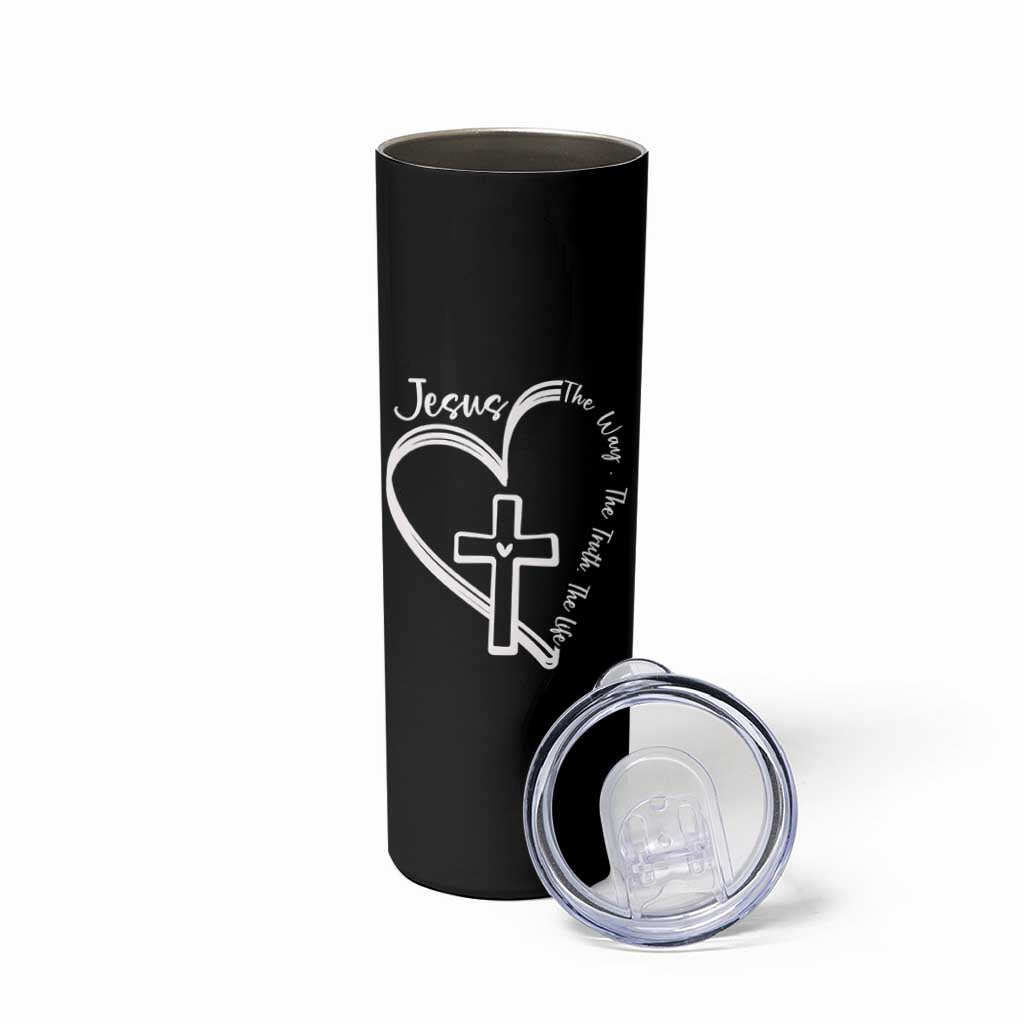 Jesus The Way The Truth The Life Skinny Tumbler Christian Cross With Heart - Wonder Print Shop