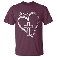 Jesus The Way The Truth The Life T Shirt Christian Cross With Heart - Wonder Print Shop