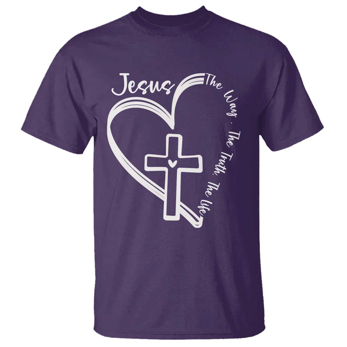 Jesus The Way The Truth The Life T Shirt Christian Cross With Heart - Wonder Print Shop