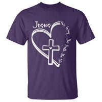 Jesus The Way The Truth The Life T Shirt Christian Cross With Heart - Wonder Print Shop