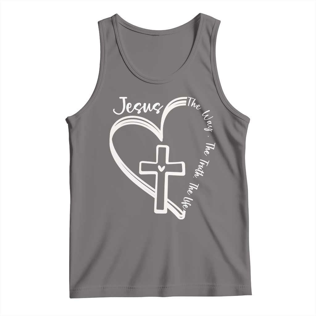 Jesus The Way The Truth The Life Tank Top Christian Cross With Heart - Wonder Print Shop