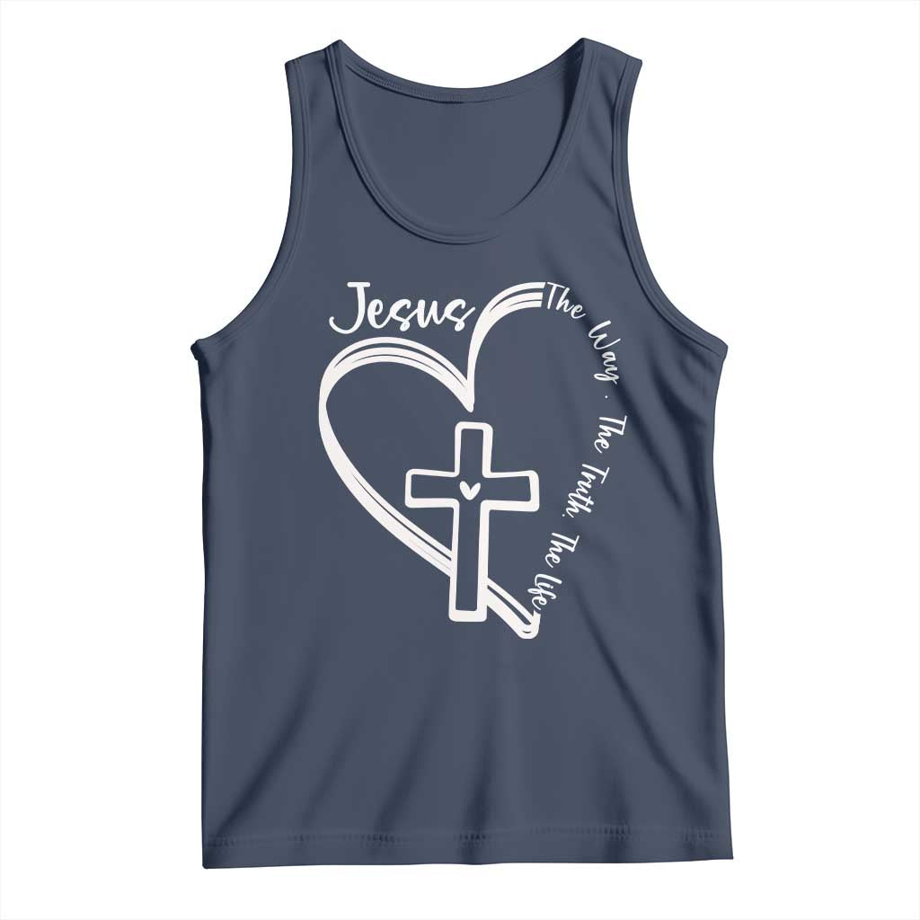 Jesus The Way The Truth The Life Tank Top Christian Cross With Heart - Wonder Print Shop