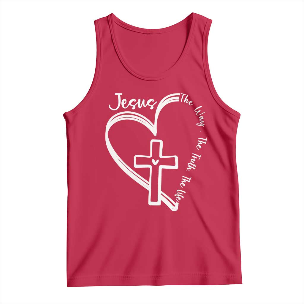 Jesus The Way The Truth The Life Tank Top Christian Cross With Heart - Wonder Print Shop