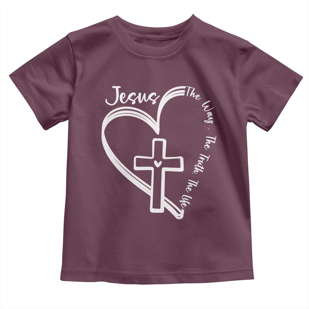 Jesus The Way The Truth The Life Toddler T Shirt Christian Cross With Heart - Wonder Print Shop