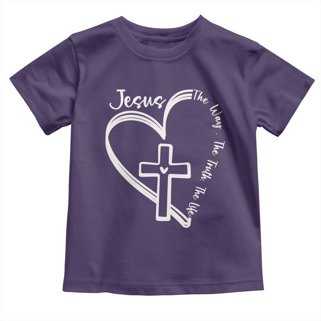 Jesus The Way The Truth The Life Toddler T Shirt Christian Cross With Heart - Wonder Print Shop