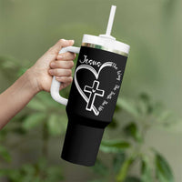 Jesus The Way The Truth The Life Tumbler With Handle Christian Cross With Heart - Wonder Print Shop