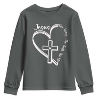 Jesus The Way The Truth The Life Youth Sweatshirt Christian Cross With Heart - Wonder Print Shop