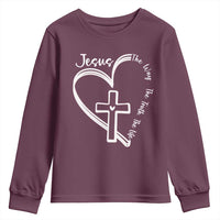Jesus The Way The Truth The Life Youth Sweatshirt Christian Cross With Heart - Wonder Print Shop
