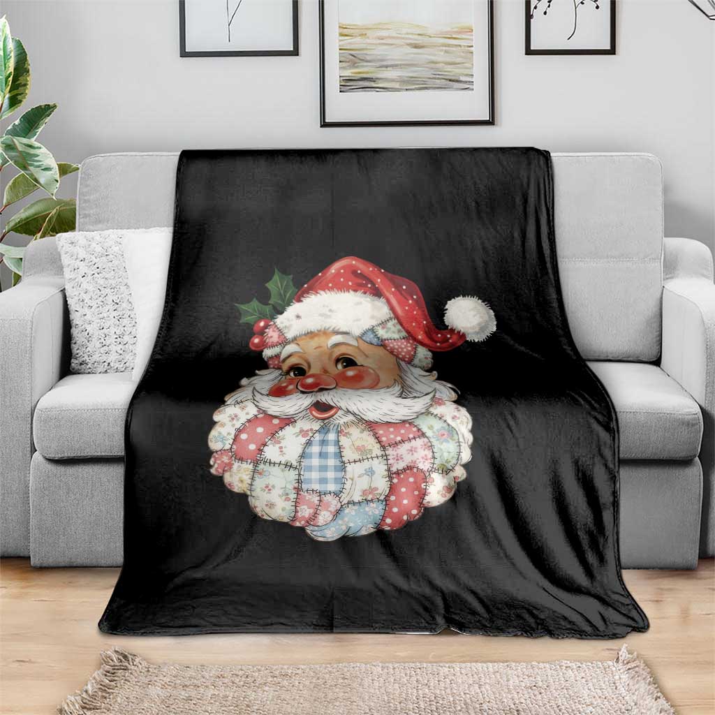 Vintage Retro Patchwork Santa Xmas Throw Blanket Merry Christmas Holiday - Wonder Print Shop