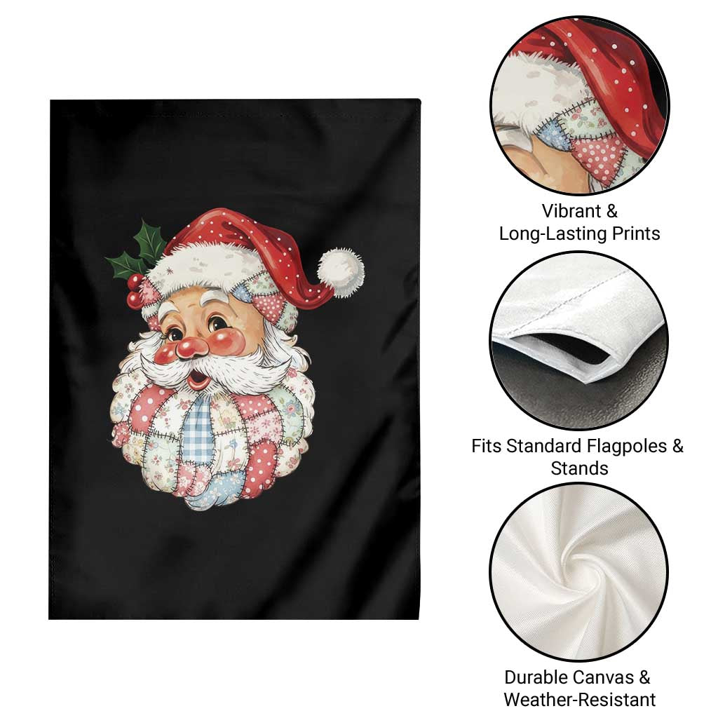 Vintage Retro Patchwork Santa Xmas Garden Flag Merry Christmas Holiday - Wonder Print Shop