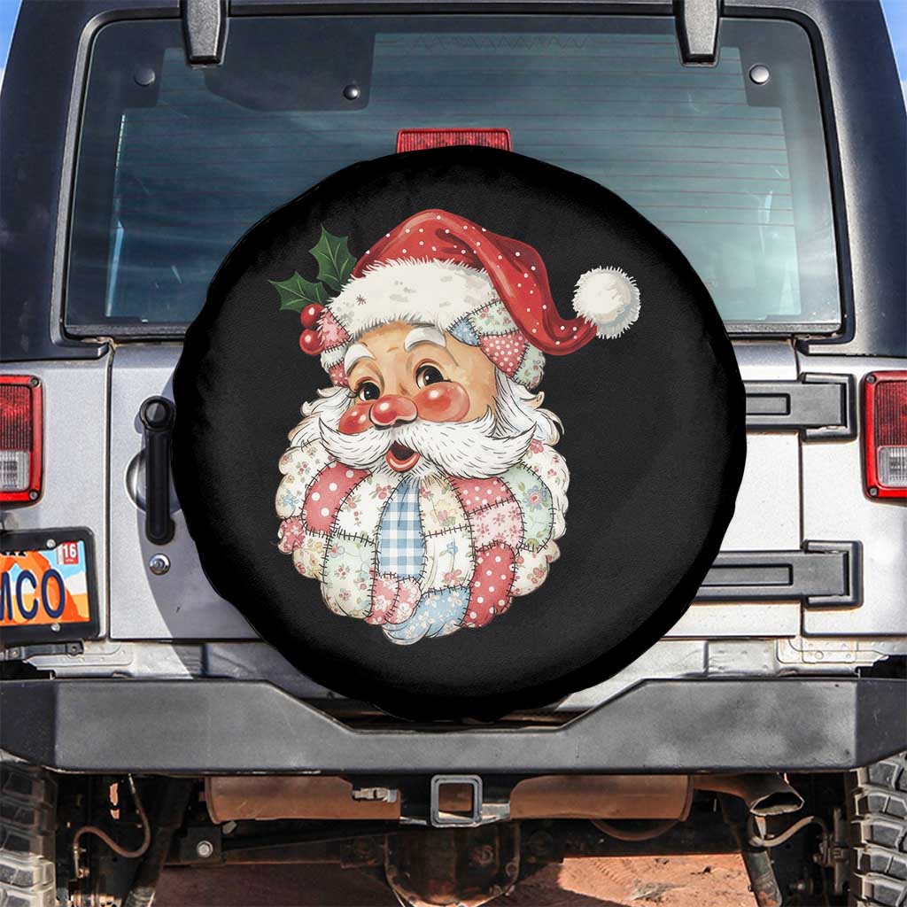 Vintage Retro Patchwork Santa Xmas Spare Tire Cover Merry Christmas Holiday - Wonder Print Shop