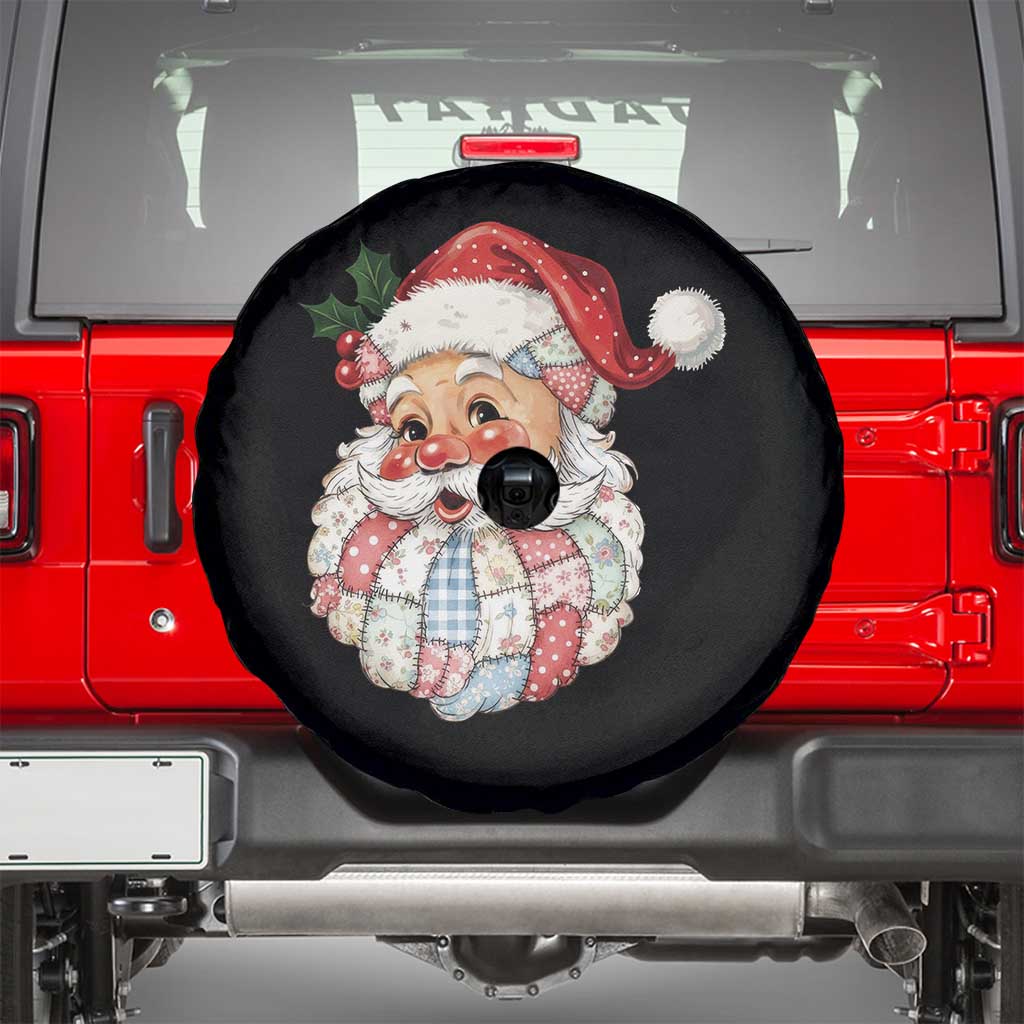Vintage Retro Patchwork Santa Xmas Spare Tire Cover Merry Christmas Holiday - Wonder Print Shop