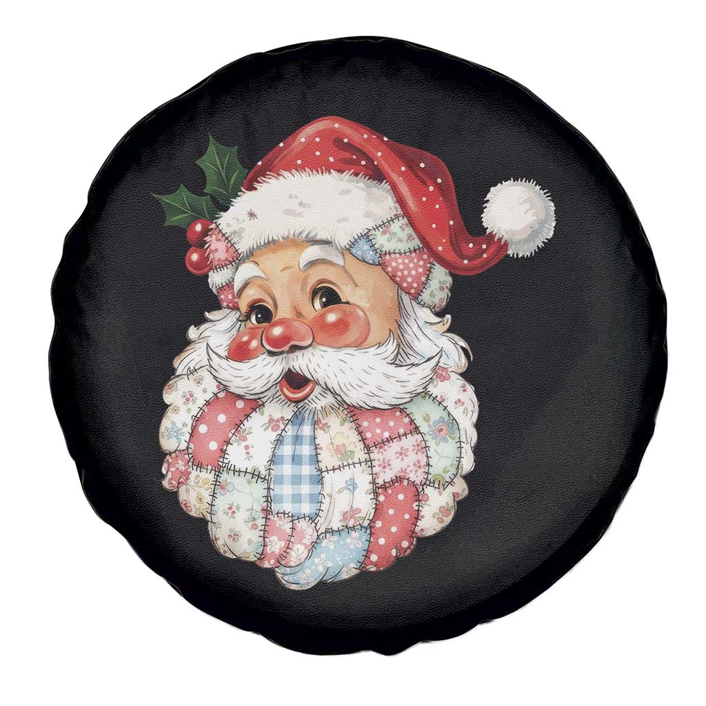 Vintage Retro Patchwork Santa Xmas Spare Tire Cover Merry Christmas Holiday - Wonder Print Shop
