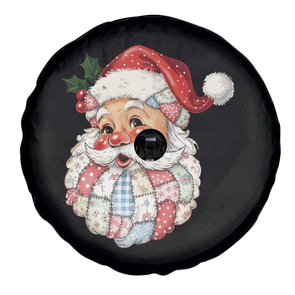 Vintage Retro Patchwork Santa Xmas Spare Tire Cover Merry Christmas Holiday - Wonder Print Shop