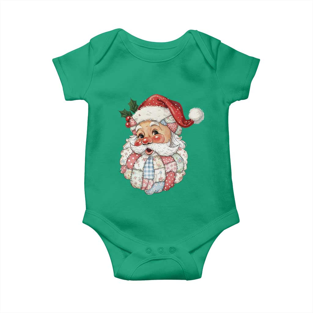 Vintage Retro Patchwork Santa Xmas Baby Onesie Merry Christmas Holiday - Wonder Print Shop