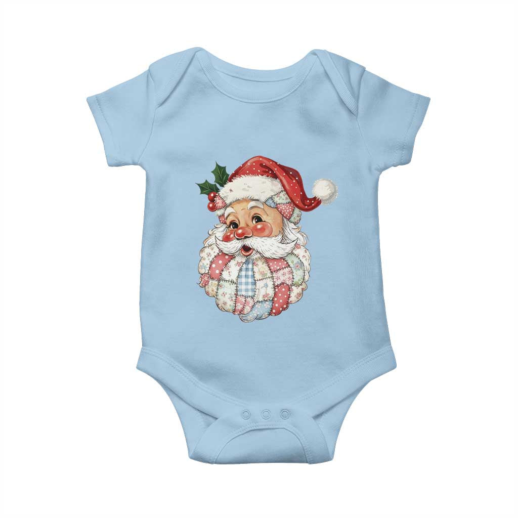 Vintage Retro Patchwork Santa Xmas Baby Onesie Merry Christmas Holiday - Wonder Print Shop
