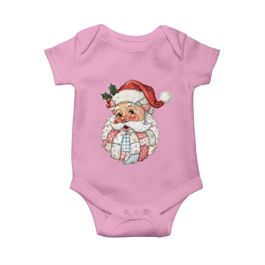 Vintage Retro Patchwork Santa Xmas Baby Onesie Merry Christmas Holiday - Wonder Print Shop