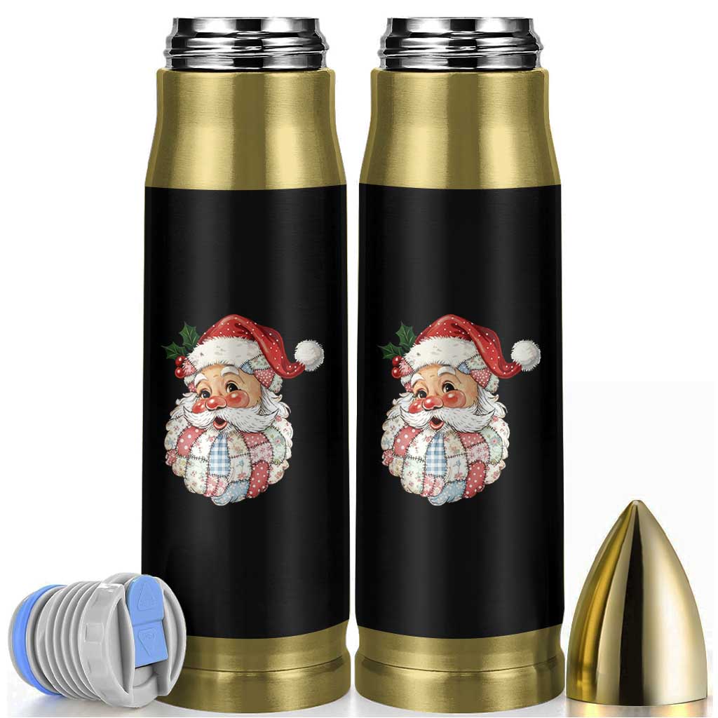 Vintage Retro Patchwork Santa Xmas Bullet Tumbler Merry Christmas Holiday - Wonder Print Shop