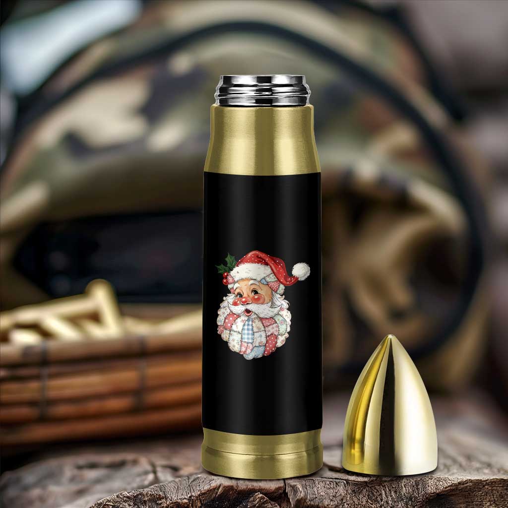 Vintage Retro Patchwork Santa Xmas Bullet Tumbler Merry Christmas Holiday - Wonder Print Shop