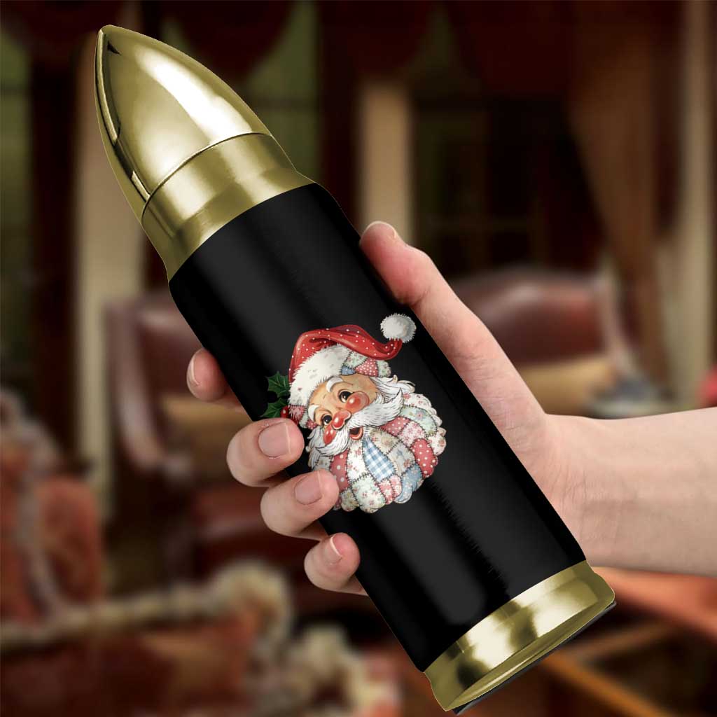 Vintage Retro Patchwork Santa Xmas Bullet Tumbler Merry Christmas Holiday - Wonder Print Shop