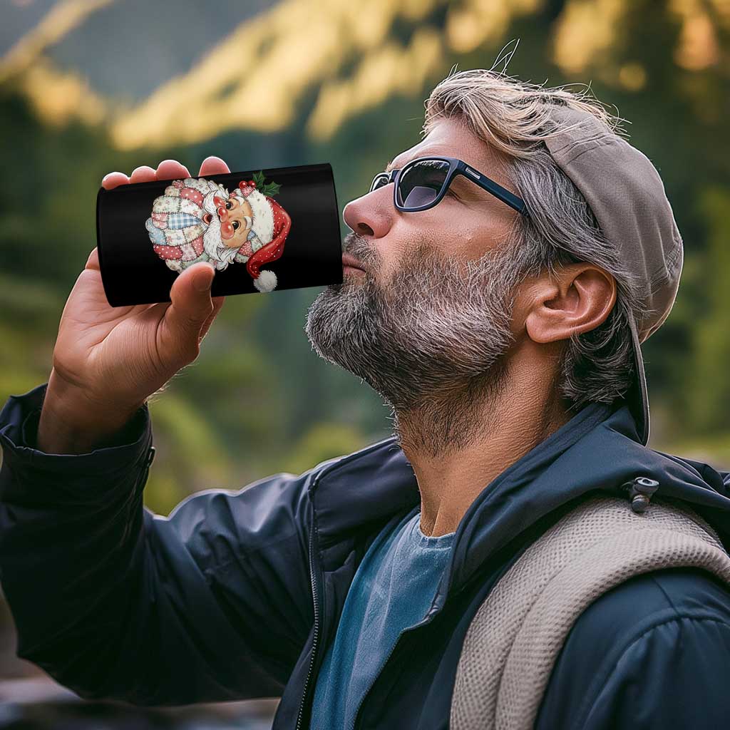 Vintage Retro Patchwork Santa Xmas 4 in 1 Can Cooler Tumbler Merry Christmas Holiday - Wonder Print Shop