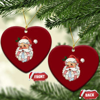 Vintage Retro Patchwork Santa Xmas Ceramic Ornament Merry Xmas Holiday - Wonder Print Shop