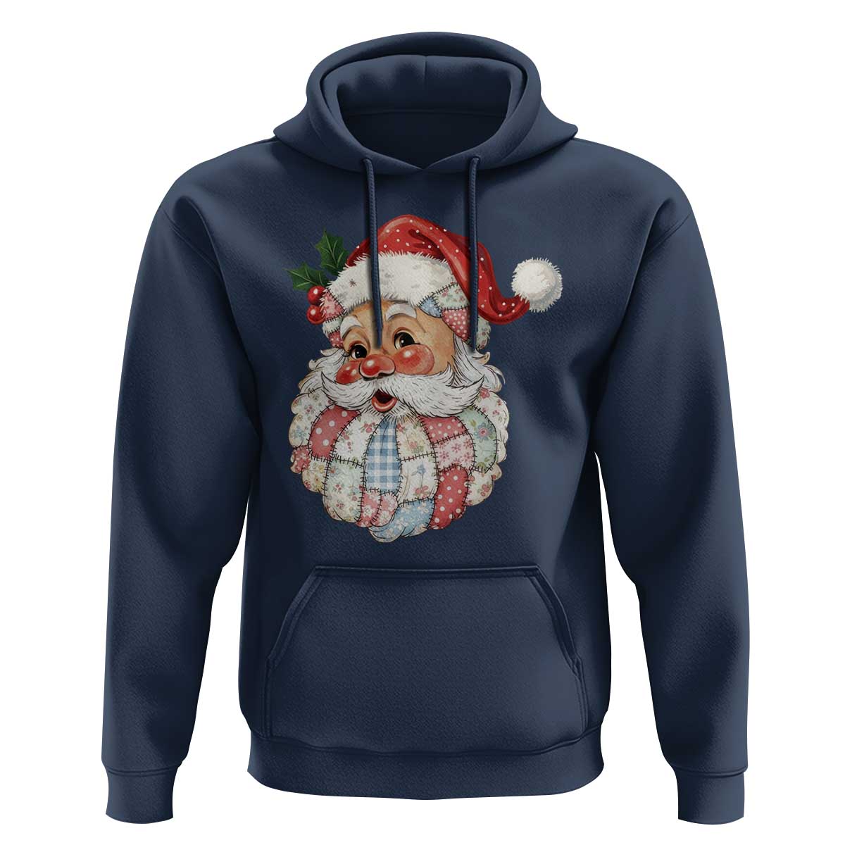 Vintage Retro Patchwork Santa Xmas Hoodie Merry Christmas Holiday - Wonder Print Shop