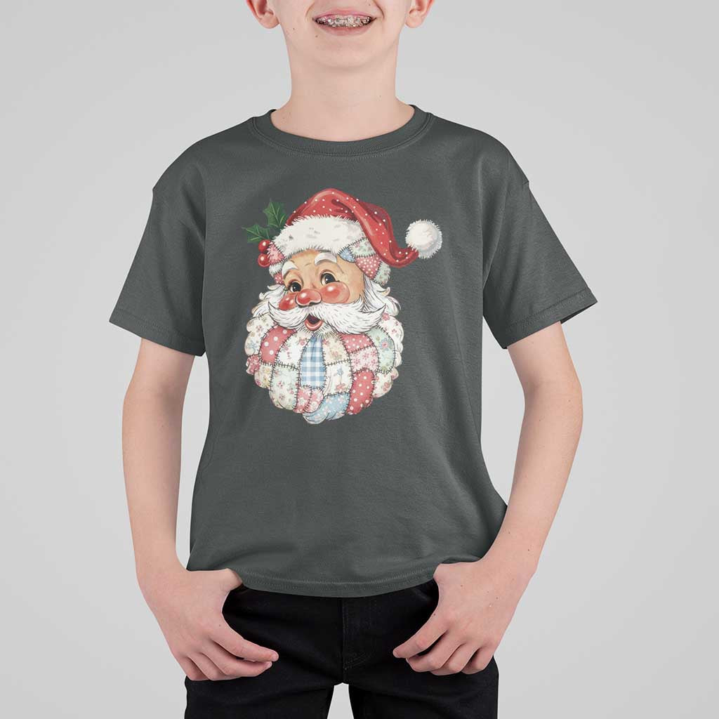 Vintage Retro Patchwork Santa Xmas T Shirt For Kid Merry Christmas Holiday - Wonder Print Shop