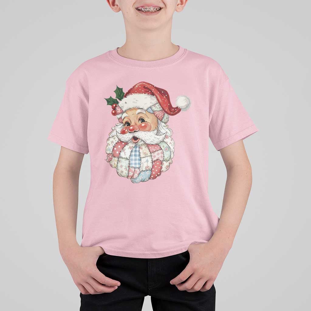 Vintage Retro Patchwork Santa Xmas T Shirt For Kid Merry Christmas Holiday - Wonder Print Shop