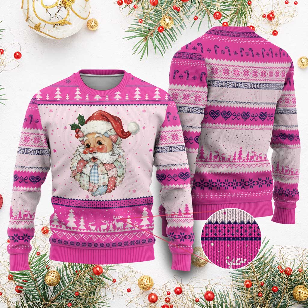 Vintage Retro Patchwork Santa Xmas Ugly Christmas Sweater Merry Christmas Holiday - Wonder Print Shop
