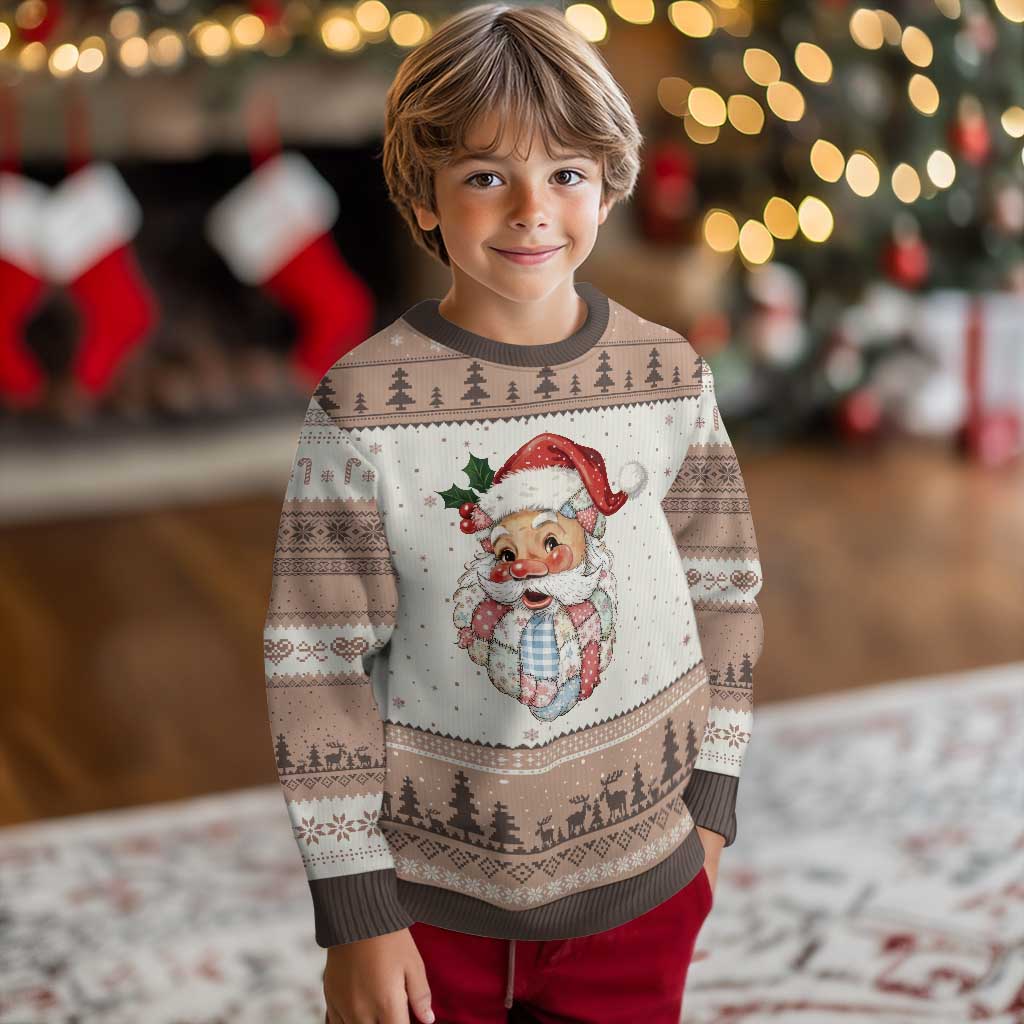 Vintage Retro Patchwork Santa Xmas Ugly Christmas Sweater Merry Christmas Holiday - Wonder Print Shop