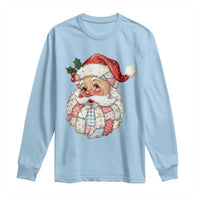 Vintage Retro Patchwork Santa Xmas Long Sleeve Shirt Merry Christmas Holiday - Wonder Print Shop