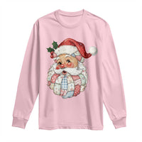 Vintage Retro Patchwork Santa Xmas Long Sleeve Shirt Merry Christmas Holiday - Wonder Print Shop