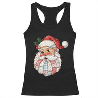 Vintage Retro Patchwork Santa Xmas Racerback Tank Top Merry Christmas Holiday - Wonder Print Shop
