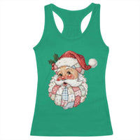Vintage Retro Patchwork Santa Xmas Racerback Tank Top Merry Christmas Holiday - Wonder Print Shop