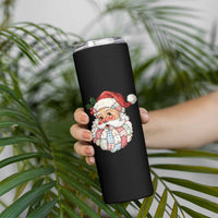 Vintage Retro Patchwork Santa Xmas Skinny Tumbler Merry Christmas Holiday - Wonder Print Shop