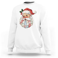 Vintage Retro Patchwork Santa Xmas Sweatshirt Merry Christmas Holiday - Wonder Print Shop