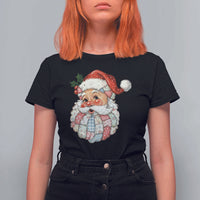 Vintage Retro Patchwork Santa Xmas T Shirt For Women Merry Christmas Holiday - Wonder Print Shop
