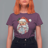Vintage Retro Patchwork Santa Xmas T Shirt For Women Merry Christmas Holiday - Wonder Print Shop
